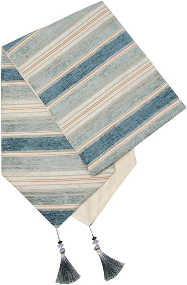 JSEIAJB Stripes Geometric Table Runners Cloth with Tassels Dining Decoration for Wedding Dinner Party(Dark Brown,33 cm x 210 cm)