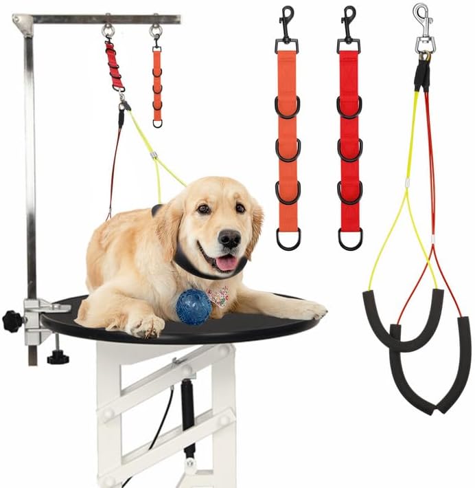 Juego de 3 correas para el vientre para aseo de perros, arnés ajustable para mesa de brazo para perros grandes, baño de mascotas, soporte para