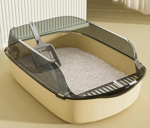 AZIEBAY特大の高さの半密閉型猫用トイレボックス、厚みのあるボックス、シャベルペット用品