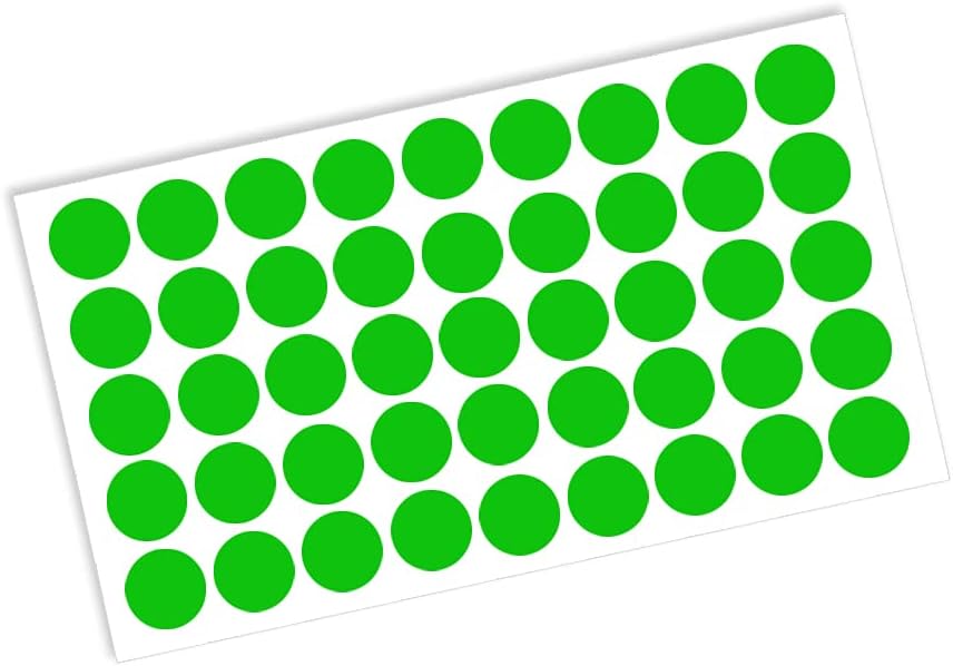 Pack of 1000-12 mm Plastic PVC Waterproof Coloured Dot Stickers Round Sticky Adhesive Spot Circles (Fluorescent Green)