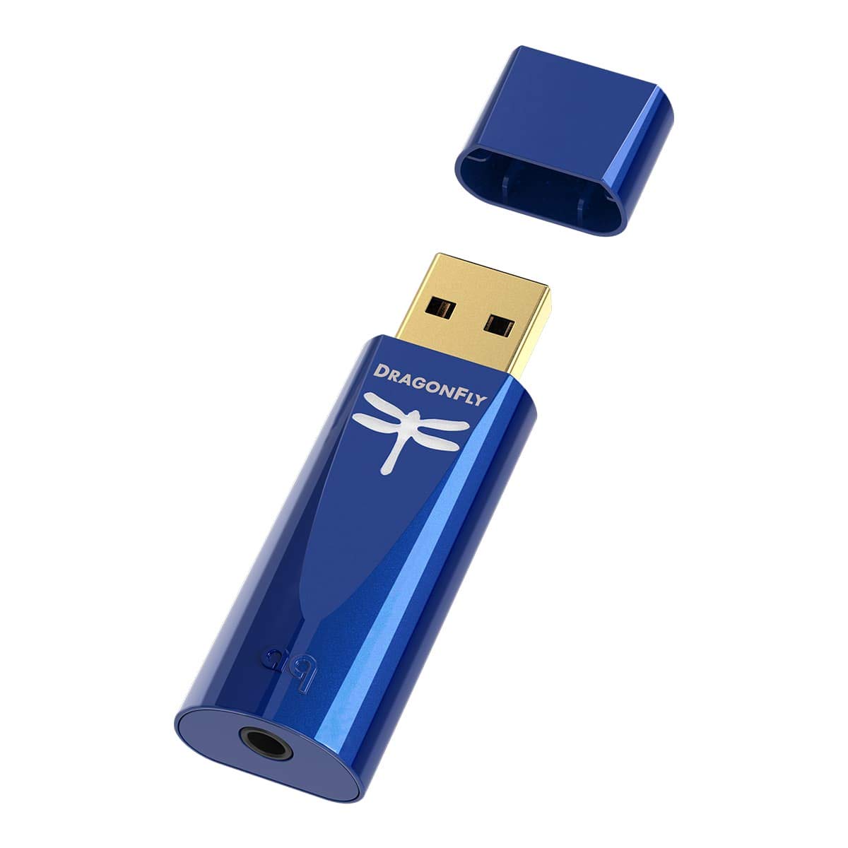 AudioQuest DRAGONFLYCOBG USB Digital-to-Analog Converter - Cobalt Blue with an AudioQuest DRAGONTAILUSBC USB-A Female to C-Male Adaptor (2019)