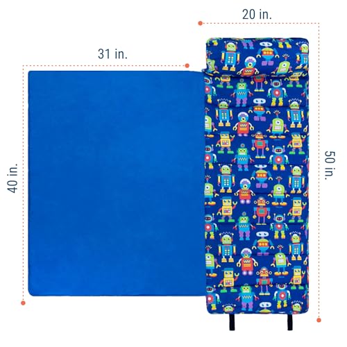 Image of Wildkin Kids Nap Mat with Pillow and Blanket, Preschool Rest Mat