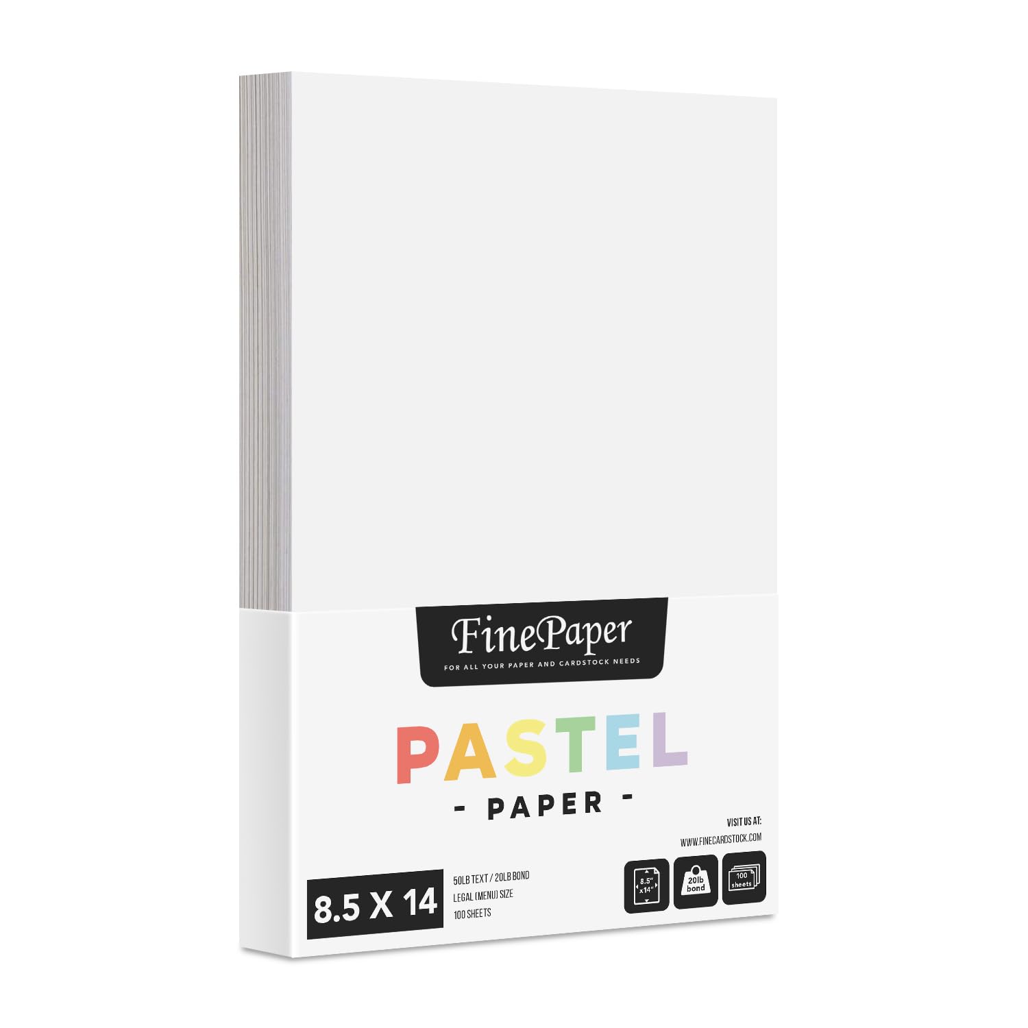 Weißes pastellfarbenes Menüpapier – 21,6 x 35,6 cm (gesetzliche Größe) – für Dokumente, Ankündigungen, Menüs, Kunst und Handwerk, Großpackung mit 100 Blatt