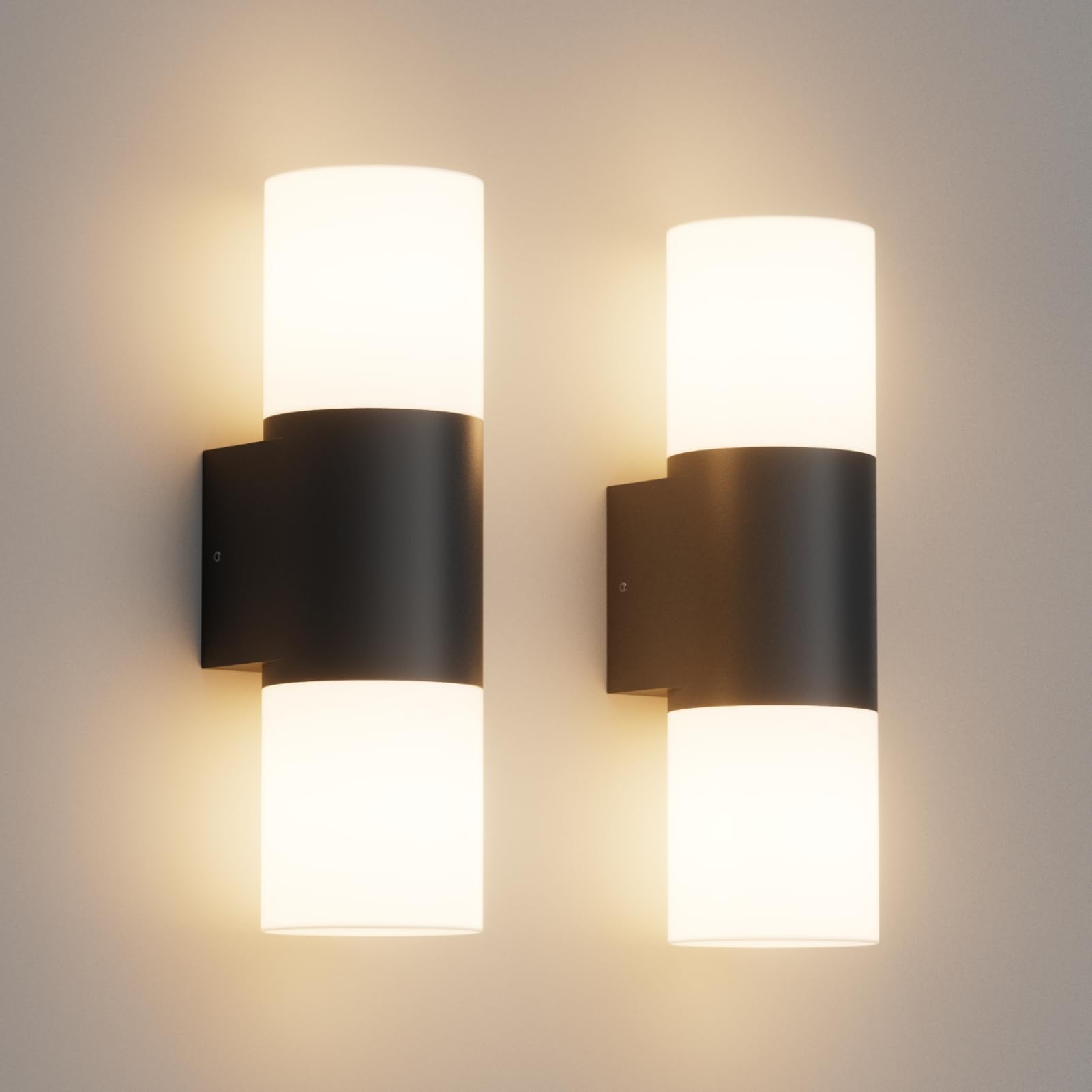 Klighten 2 Stück Außenwandleuchten E27 Up and Down, Wandleuchten Außen/Innen 2 flammig, Schwarz Außenlampe, IP65 Aussenlampe, Außenleuchte Aluminium, Wandlampe für Eingang Terrass, ohne Leuchtmittel