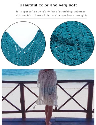 shermie Swimsuit Cover Ups for Women Short Sleeve V Neck Loose Casual Crochet Top — view 5
