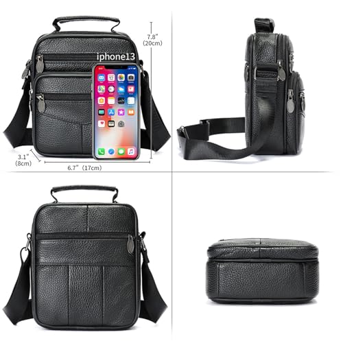 Small Genuine Leather Messenger Shoulder Crossbody Bag for Men Women Travel Work Business Adjustable straps2