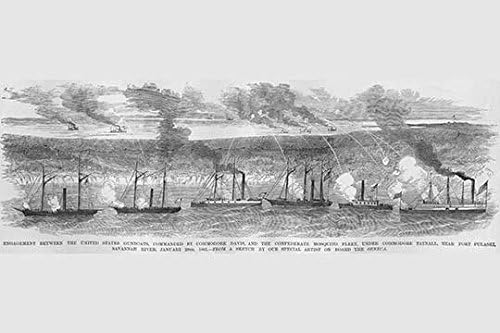 Commodore Davis Fleet engage the Mosquito Fleet of Commodore Tatnall Poster Print by Frank Leslie (24 x 36)