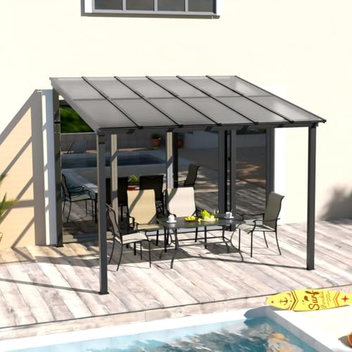UDPATIO Terrassenüberdachung Borneo 3x3 m mit 6mm Doppelstegplatten aus Polykarbonat Stabilem Stahlrahmen und UV-Polycarbonat Dach für Garten, Terrasse, Schwarz