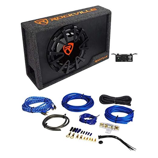 Rockville RVE12CA 12" 1400w Slim Vented Powered Car Subwoofer Sub Enclosure+Kit
