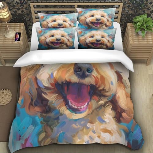 Housse de couette imprimé 3D chien en microfibre résistante durable
