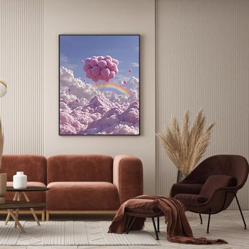 Malen Nach Zahlen Erwachsene Ballon, Malen Nach Zahlen für Zimmer Deko, DIY Basteln Erwachsene Leinwand Kit, Cloud Paint by Numbers Kits Mit Pinseln und Acrylfarbe, Geschenke, 100x135cm L-4954