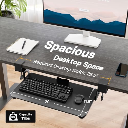 image for BONTEC KMT01-PJ Under Desk Keyboard Tray, Pull-Out Keyboard & Mouse Pl