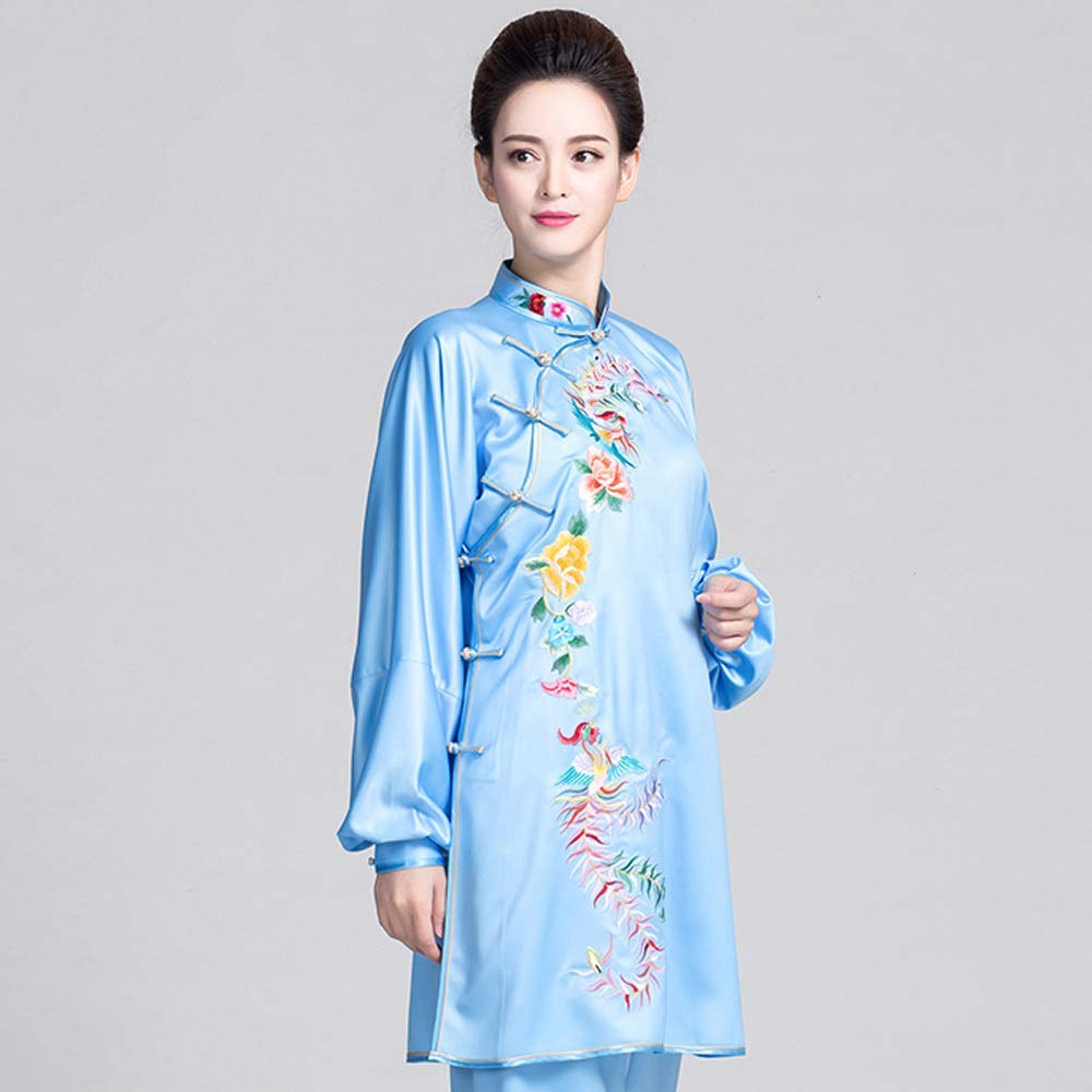 Uniforme Tai Chi da Donna, Abbigliamento Tai Chi Traspirante - per Eseguire Esercizi di Tai Chi,Blu-S (Blu L)