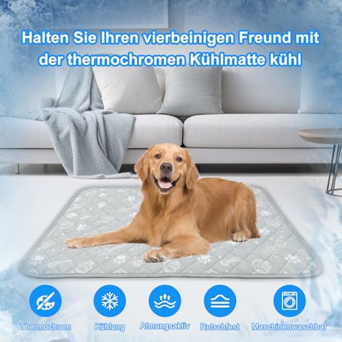 MH MYLUNE HOME Kühlmatte für Hunde Katze Thermochrome Hundekühlmatte Selbstkühlend rutschfest Wasserabsorbierend Tragbar Kühldecke für Hunde Hundedecke Kühlend Cooling Mat Dog- L 100 x 70 cm