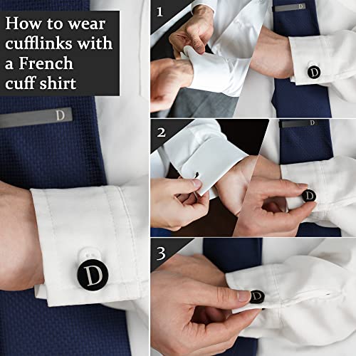 Loyallook 4Pcs Stainless Steel Engraved Initial Cufflinks And Tie Bar Money Clip Set Personalized Button Shirt Initials Tie Clip Alphabet Letter A-Z For Best Man Groom Wedding Business Bt #TOP4