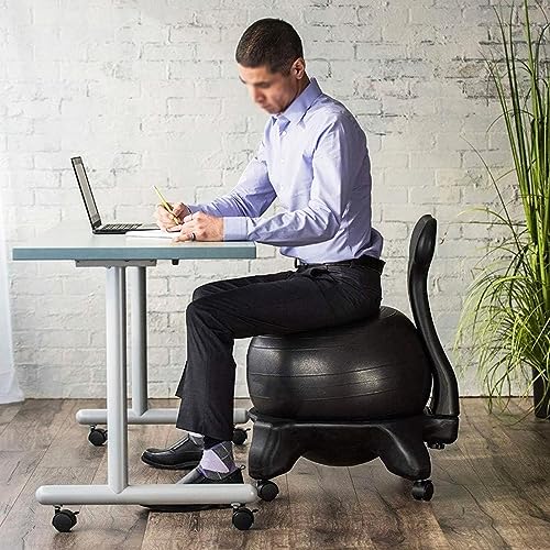 Silla con Pelota Silla de Postura Yoga Balance Ball con Soporte para La Espalda, Alivio del Dolor de Espalda Fisioterapia Silla de Ejercicios de Pelota para El Profesor Estudiante de Maternidad