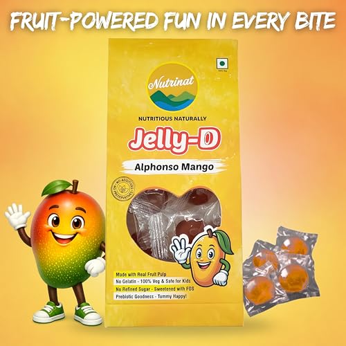 Image of Nutrinat Jelly D Alphonso Mango Fruit Jelly Candy (Pack of 3 x 20 Pieces) | No Gelatin, No Refined Sugar | Plant-Based Pectin Toffee | Healthy Fruity Snacks