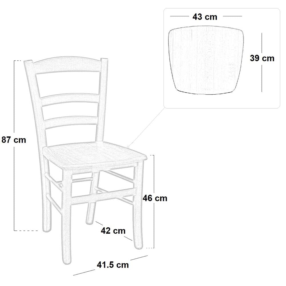 OKAFFAREFATTO MADDALONI Silla de comedor rústica nogal oscuro con asiento de madera maciza