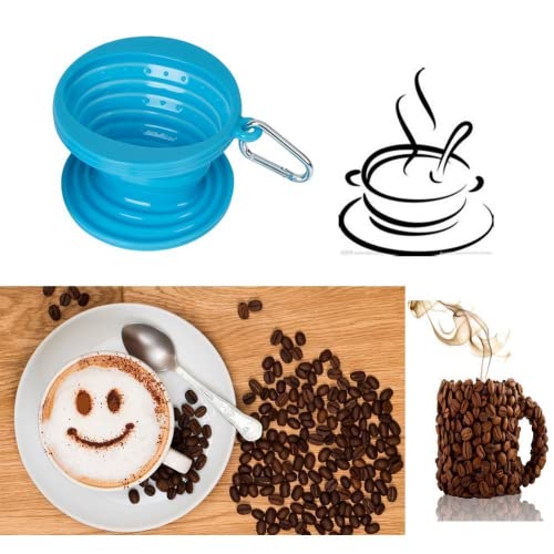 Wolecok Collapsible Pour Over Coffee Dripper,Silicone Reusable Cone Filter Holder For Camping Backpacking- For Home, Camping, Travel, Office（Light Blue) #TOP6