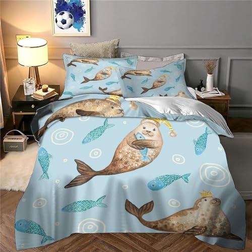 Housse de couette hypoallergique animaux marins enfant - 6
