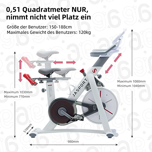 JASPORT Speedbike S3, Hometrainer Indoor Cycling Bike | Magnetisch remsysteem en krachtige riem| App met Video on Demand Training Cursussen | Borstband Inbegrepen - Afbeelding 7