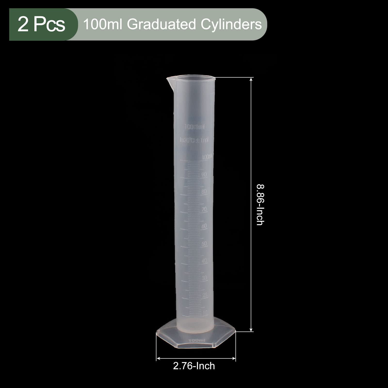 Przezroczysta kolba miarowa z podziałką, Plastikowy cylinder miarowy z podziałką 2 szt. Do użytku w laboratorium naukowym i majsterkowaniu