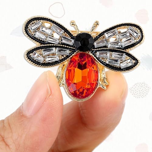 Image of Bee Brooch Pin, Honey Bee Rhinestone Pins Vintage Crystal Insect Themed Lapel Pins Stylish Accessories for Women Men Party Dating Daily