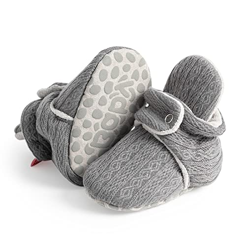 Image of HsdsBebe Unisex Newborn Baby Cotton Booties Non-Slip Sole for Toddler Boys Girls Infant Winter Warm Fleece Cozy Socks Shoes