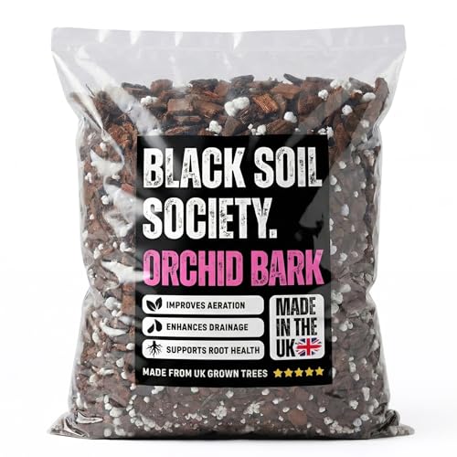 BLACK SOIL SOCIETY | Orchid Bark Mix Chunky Orchid Bark with Perlite - Fast Drainage & Root Support Professional Substrate for Phalaenopsis & Indoor Plants Hand Blended in the UK (5 Litre)