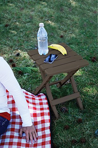 Image of Camco Adirondack Portable Outdoor Folding Side Table, Perfect for The Beach, Camping, Picnics, Cookouts and More, Weatherproof and Rust Resistant Mocha (51882)