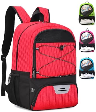 HMLIN Soccer Backpack,Basketball Backpack with Ball Compartment &...