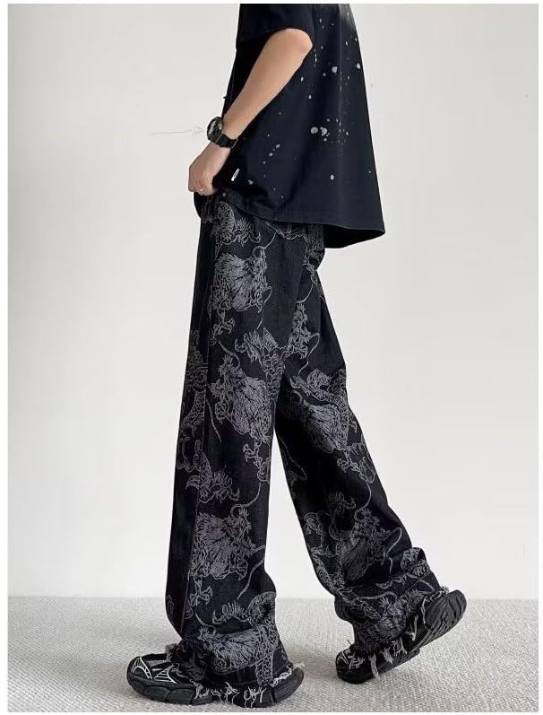 jupkem Men's Baggy Jeans Y2k Goth Wide Leg with Multiple Pockets Women Fashion 90s Hiphop Cargo Pants Y2k Harajuku Streetwear4