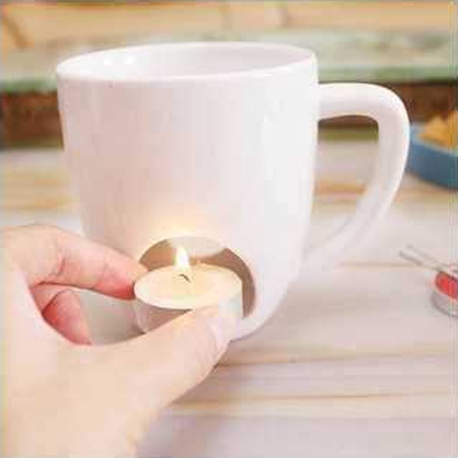 Sweet Fondue Cup Set - Ceramic Chocolate Melting Mug With Tealight Warmer, Fork & Candle For Chocolate & Cheese Fondue
