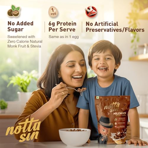 Image of Notta Sin MilChocs: Millets + Chocos | No Added Sugar - Contain Zero Calorie Natural Monk Fruit & Stevia | High Protein | No Artificial Flavors /Preservatives | Breakfast Cereal with Jowar & Ragi (Milchocos)