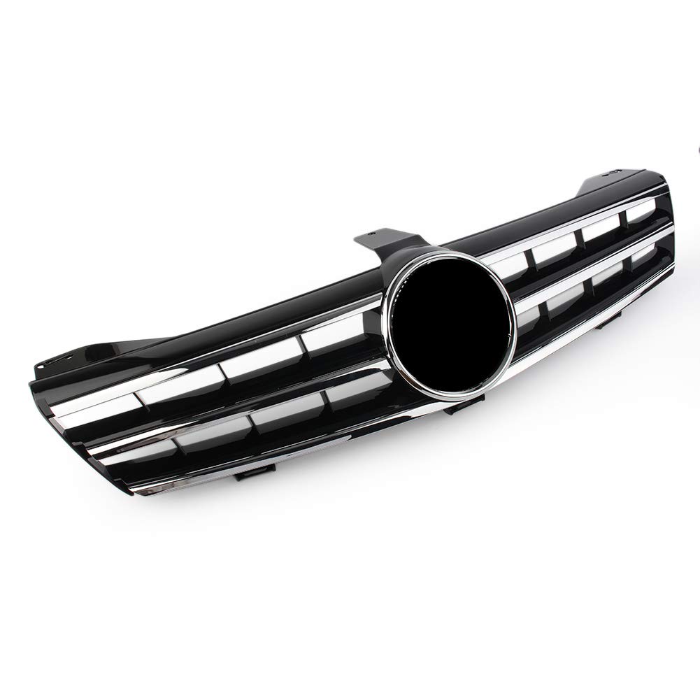 SIKUAI Cubierta embellecedora de rejilla superior del parachoques delantero, estilo de 3 aletas Para todos los W219 CLS-Class, CLS500 CLS600, negro brillante
