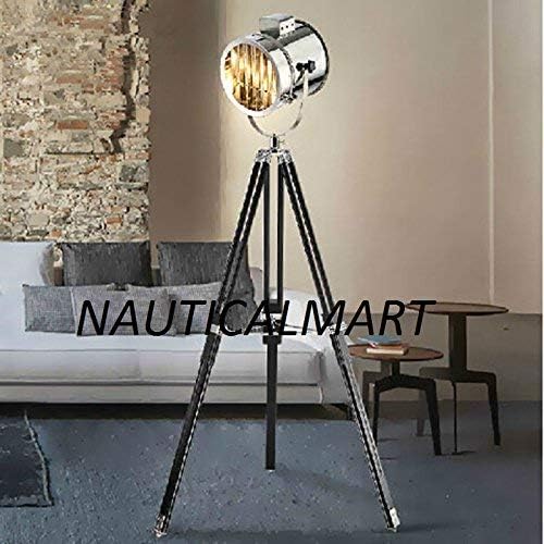 NauticalMart Modern Marine Signal Tripod Floor Lamp Living Room Standing Lamp Searchlights