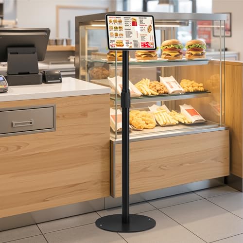 monTEK Anti-Theft Tablet Floor Stand, Frameless Universal Tablet Kiosk with Security Lock Fit 7-15” Screen, Height Adjustable Mount Compatible with Gen 7 to 10 /iPad Pro/Air/Mini/Samsung Tab, Black by monTEK - Image 7