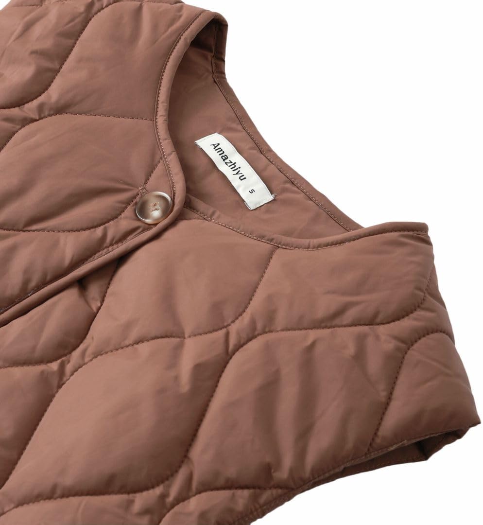 Amazhiyu Women's Lightweight Quilted Puffer Vest Sleeveless Button Padded Gilet - Image 4