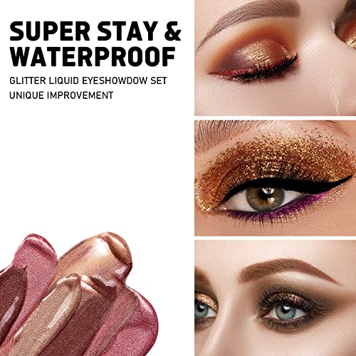 Immetee Liquid Glitter Eyeshadow, Longwearing Shimmer Not Fall Off Waterproof Eye Shadow Liquid, Quick Dry Non-Greasy Metallic Eyeshadow Stick High Pigmented Eyeliner Liquid(06 Summer Sweet Orange) #TOP3