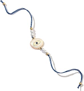 SALTY Mens Guardian Gaze Pearl Evil Eye Designer Thread Bracelet | Festive Stylish Hand Band Gift Pack for Sister, Jewelry... Price In India