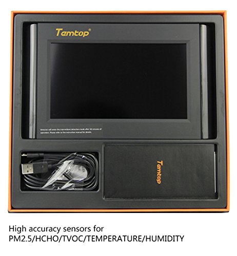 Temtop M1000 Air Quality Monitor for PM2.5 HCHO TVOC Formaldehyde Temperature Humidity Indoor Detector Large LCD Display Built-in Rechargeable Battery