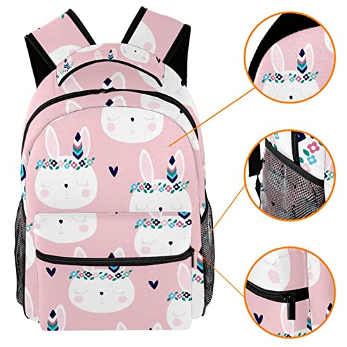 Sac à dos lapin blanc mignon avec porte-bouteille latéral intégré