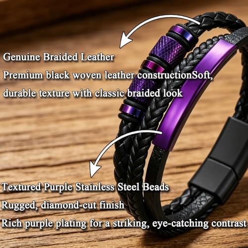 Pulsera trenzada de cuero para hombre miniatura 4