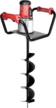 Electric Post Hole Digger, 1.5KW 1.6HP 110V Electric Auger Digging Drill Alloy Steel Earth Auger Drills Earth Auger Drill Bit w/4" Dril&Extension Rod for Fence Posts Trees Shrubs 6" Dril