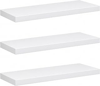 OUDIE Wandregal Weiß, 3er-Set Schweberegal, Moderne Weiss Wand Regal, Dekorative Wandregal, Verwendung für Wohnzimmer, Küche, Schlafzimmer, Büro, Flur und mehr