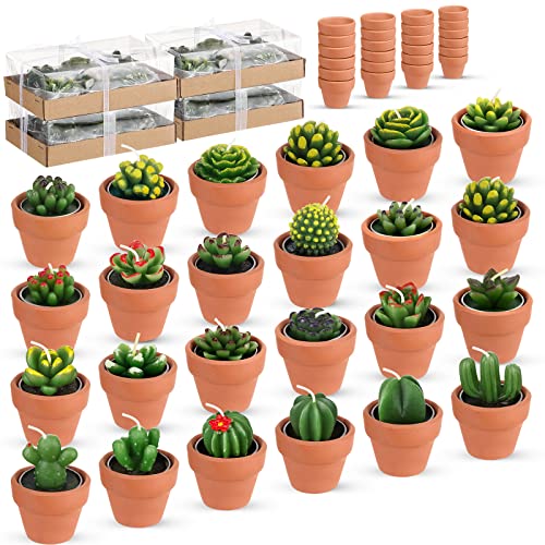 24 Pack Succulent Candles Cactus Tealight Candles Bulk Mini Cactus Candles With Terracotta Pot Novelty Handmade Delicate Stylish Plant Candles For Baby Shower Birthday Wedding Party Favors Home Decor #TOP3