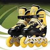 Der Rahmen des Inline-Skates besteht aus einer verstärkten Aluminiumlegierung, Polyurethan-Rädern, verschleißfesten Schnürsenkeln, Die einzelne Bremse ist am rechten Fuß angebracht, um die Sturzgefahr zu vermeiden. Die Schlittschuhe haben ein dreifaches Schutzsystem, es ist großartig für Anfänger.