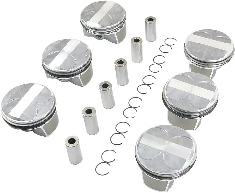 Engine Piston & Rings Kit, Compatible with Mercedes-Benz C230 C250 E230 C280 C300 W212 W211 2.5L/3.0L, Automotive Replaces Part A2720304017 A2720301018