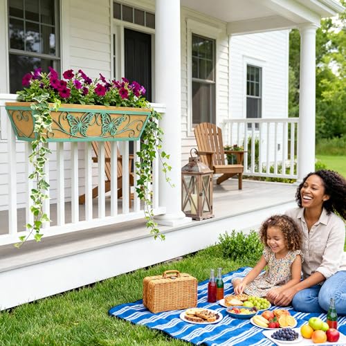 Karlliu 4 Pack 24 Inch Railing Planter Boxes Window Box Planters with Liner by Karlliu - Image 6