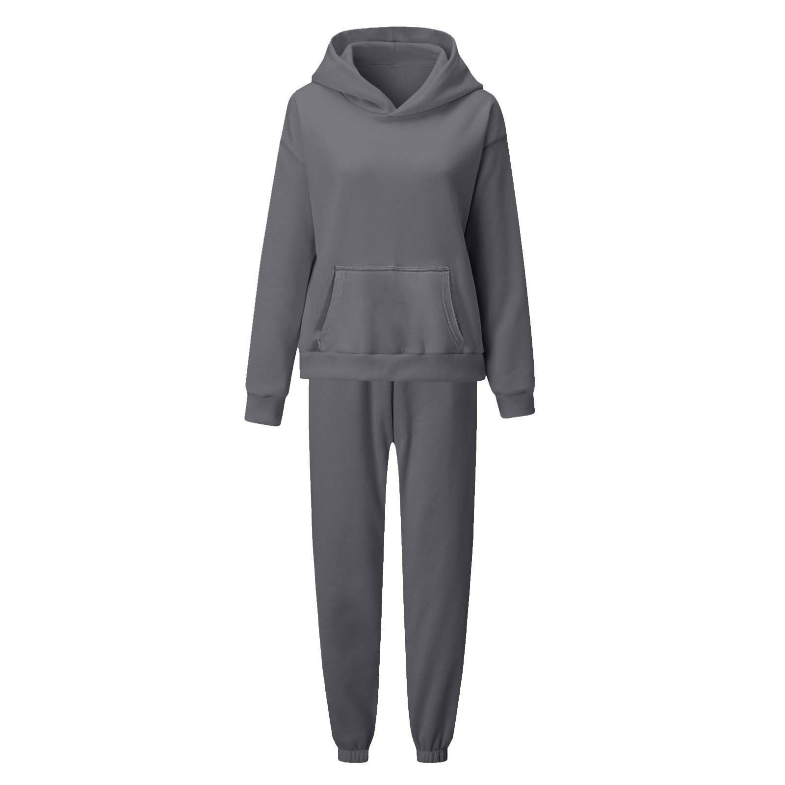 Ensemble Hiver Femme - Sport Fitness Elastique Sweat+Pantalon Décontracté Léger Tenue 2 Pièces Coton Manches Longues Survetement Femme Chic Et Élégante Automne Hiver Ensemble Jogging Confortable